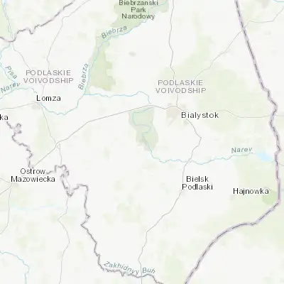 Map showing location of Łapy (52.991100, 22.884220)