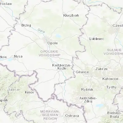 Map showing location of Leśnica (50.430830, 18.186840)