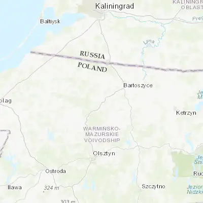 Map showing location of Lidzbark Warmiński (54.125880, 20.579540)