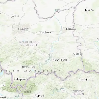 Map showing location of Łososina Dolna (49.749770, 20.631290)