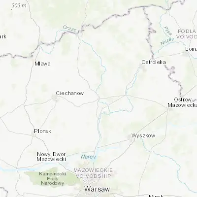 Map showing location of Maków Mazowiecki (52.864930, 21.100530)