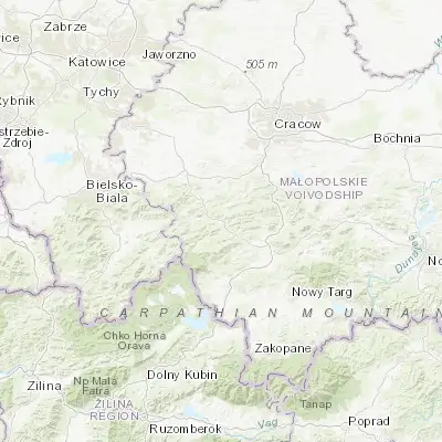 Map showing location of Maków Podhalański (49.730080, 19.677110)