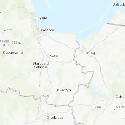 Map showing location of Malbork (54.035910, 19.026600)
