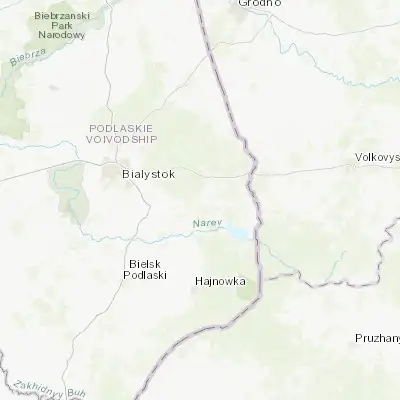 Map showing location of Michałowo (53.034920, 23.609960)
