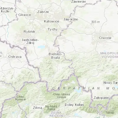 Map showing location of Międzybrodzie Bialskie (49.787470, 19.197410)