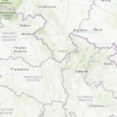 Map showing location of Międzylesie (50.147780, 16.667120)