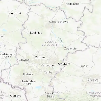 Map showing location of Mierzęcice (50.445040, 19.129340)