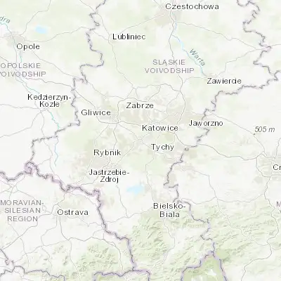 Map showing location of Mikołów (50.171030, 18.904100)