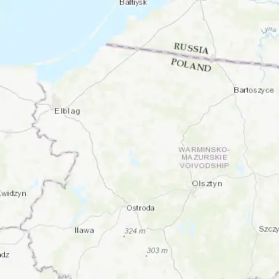 Map showing location of Miłakowo (54.009230, 20.071250)