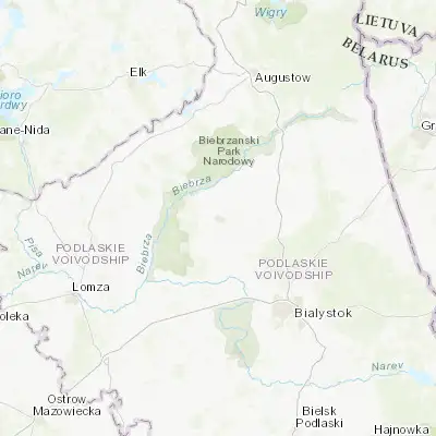 Map showing location of Mońki (53.404960, 22.797910)