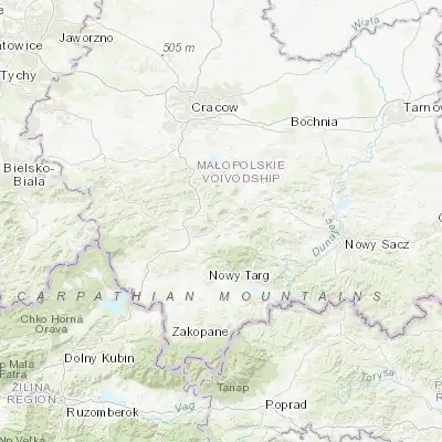 Map showing location of Mszana Dolna (49.674320, 20.079920)