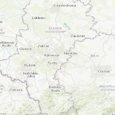 Map showing location of Mysłowice (50.207450, 19.166680)