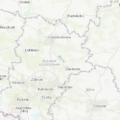 Map showing location of Myszków (50.575200, 19.324610)