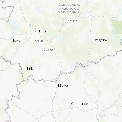 Map showing location of Nidzica (53.360520, 20.427490)