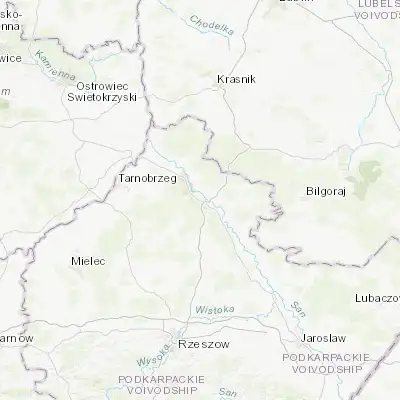Map showing location of Nisko (50.519870, 22.139680)