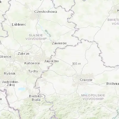 Map showing location of Olkusz (50.281300, 19.565030)
