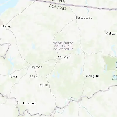 Map showing location of Olsztyn (53.779950, 20.494160)
