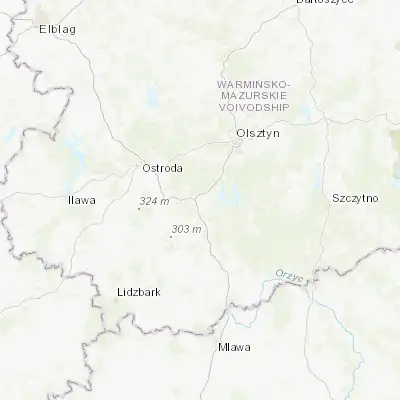 Map showing location of Olsztynek (53.583740, 20.284710)