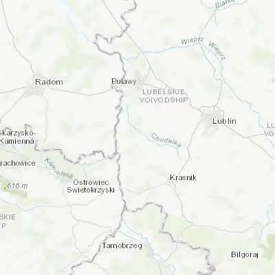 Map showing location of Opole Lubelskie (51.147750, 21.968970)