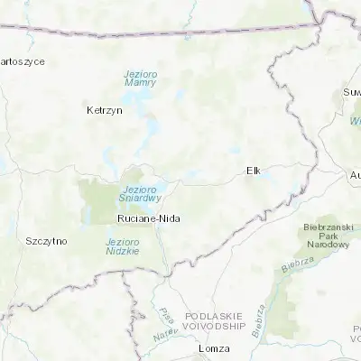 Map showing location of Orzysz (53.809670, 21.948110)