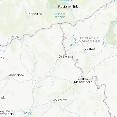 Map showing location of Ostrołęka (53.086210, 21.575660)