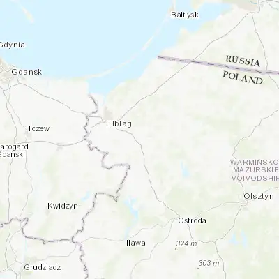 Map showing location of Pasłęk (54.061600, 19.659320)