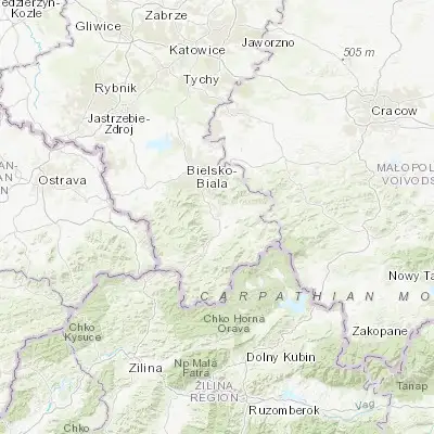 Map showing location of Pietrzykowice (49.696340, 19.159900)
