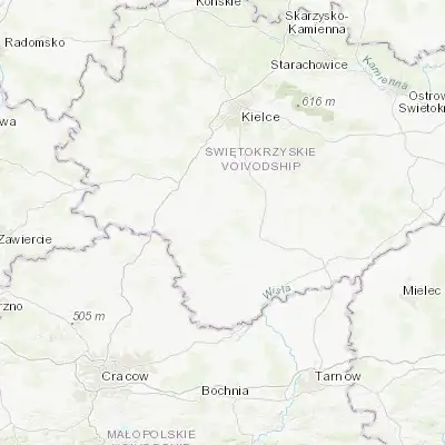 Map showing location of Pińczów (50.520520, 20.526490)