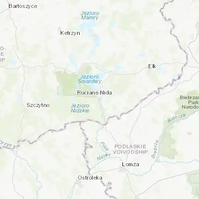 Map showing location of Pisz (53.627440, 21.812530)