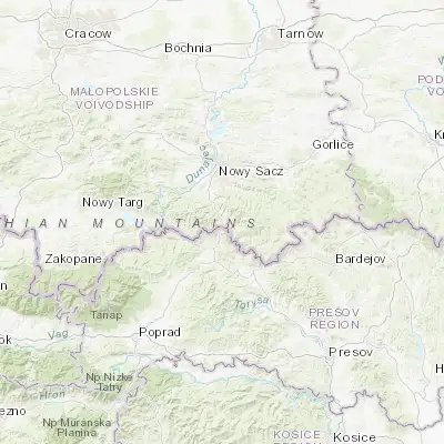 Map showing location of Piwniczna-Zdrój (49.440560, 20.714230)