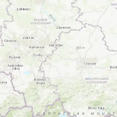 Map showing location of Płaza (50.099880, 19.464510)