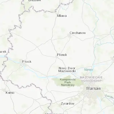 Map showing location of Płońsk (52.623480, 20.375520)