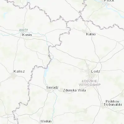 Map showing location of Poddębice (51.893440, 18.957300)
