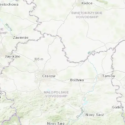 Map showing location of Proszowice (50.192750, 20.289090)