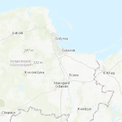 Map showing location of Pruszcz Gdański (54.262170, 18.636250)