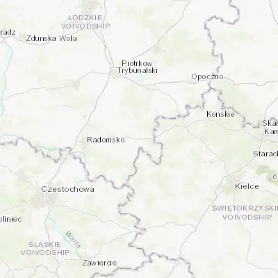 Map showing location of Przedbórz (51.087890, 19.873840)