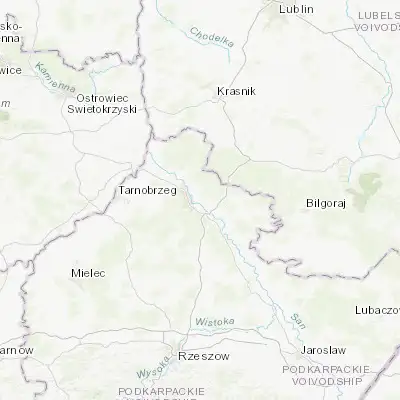 Map showing location of Pysznica (50.569990, 22.129130)