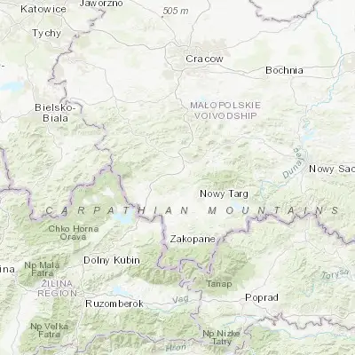 Map showing location of Raba Wyżna (49.566810, 19.879670)