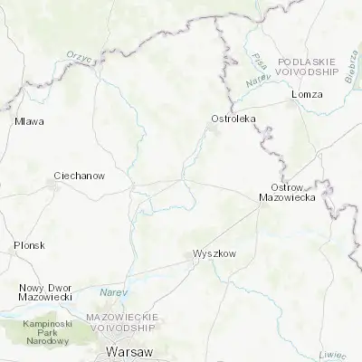 Map showing location of Różan (52.887570, 21.391050)
