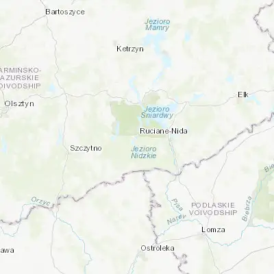 Map showing location of Ruciane-Nida (53.641610, 21.539640)