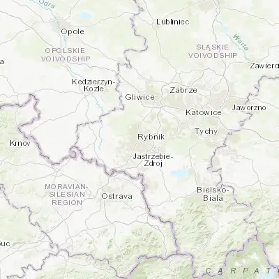 Map showing location of Rybnik (50.097130, 18.541790)