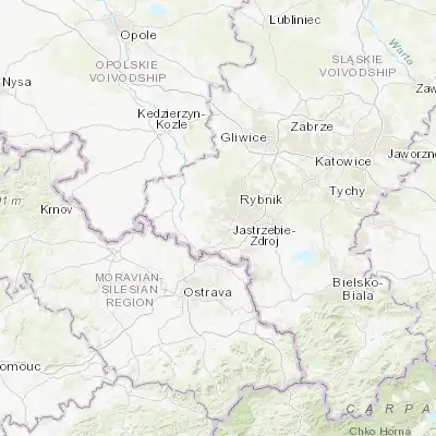 Map showing location of Rydułtowy (50.058570, 18.417030)