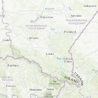 Map showing location of Sanok (49.555730, 22.205600)