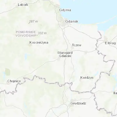 Map showing location of Starogard Gdański (53.963960, 18.526380)