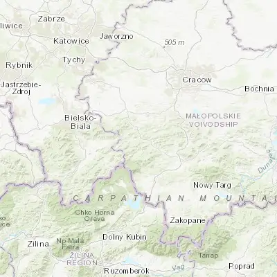 Map showing location of Sucha Beskidzka (49.741880, 19.594290)