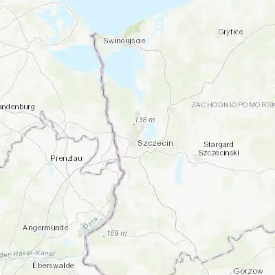 Map showing location of Szczecin (53.428940, 14.553020)