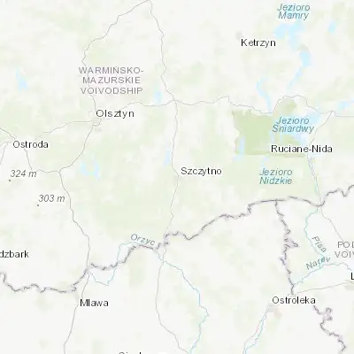 Map showing location of Szczytno (53.562590, 20.987470)
