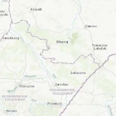 Map showing location of Tarnogród (50.360900, 22.741740)