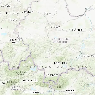 Map showing location of Tokarnia (49.727200, 19.871610)