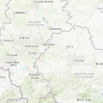 Map showing location of Trzebinia (50.159310, 19.469660)